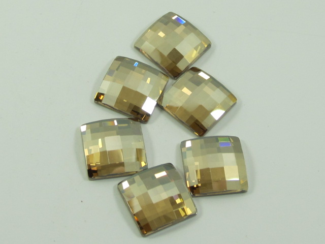 12 pcs. 8mm CHESSBOARD GOLDEN SHADOW SQUARE HOTFIX European Rhinestones